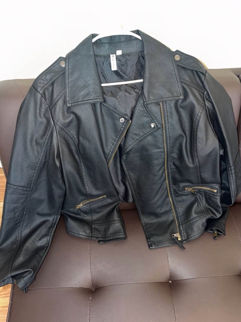 Classic Black Faux Leather Bridal Jacket for Women